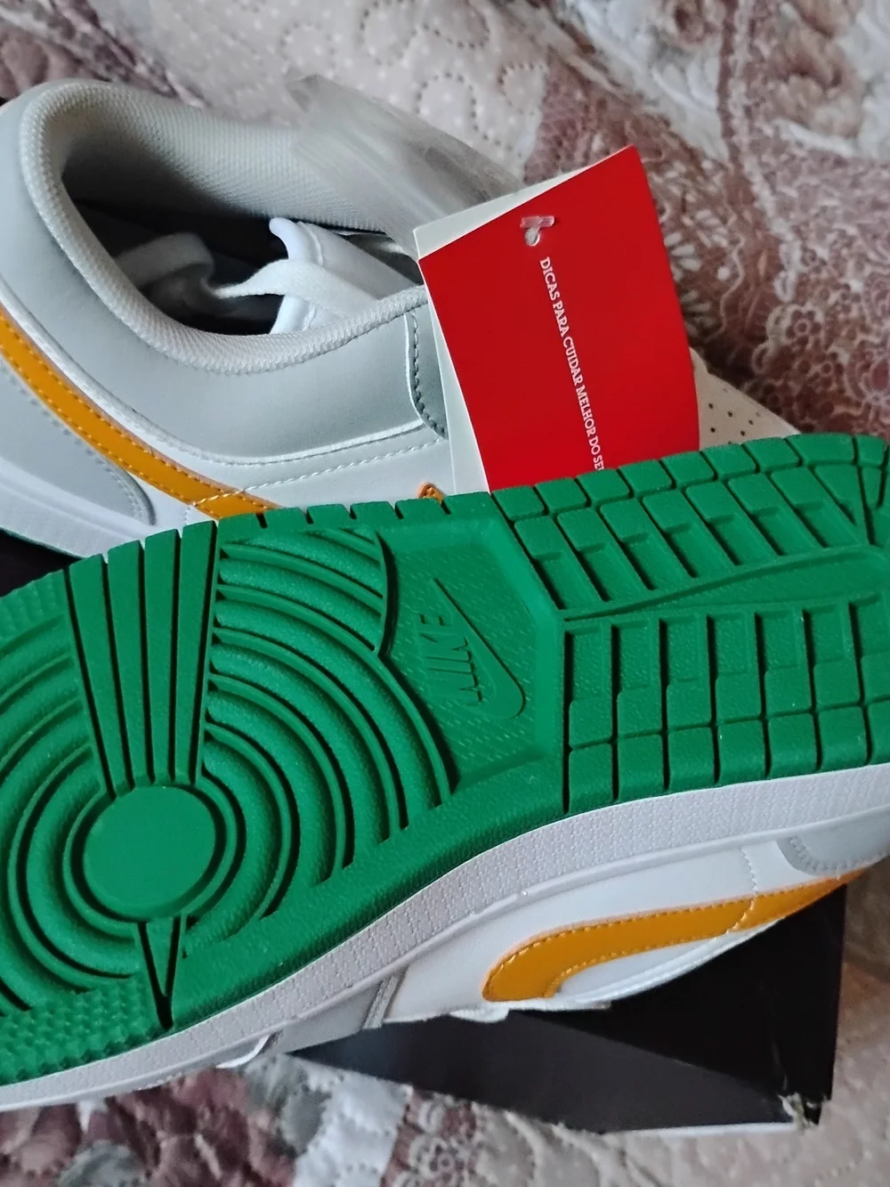 Men's Low-Top Sneakers in White, Gray & Yellow